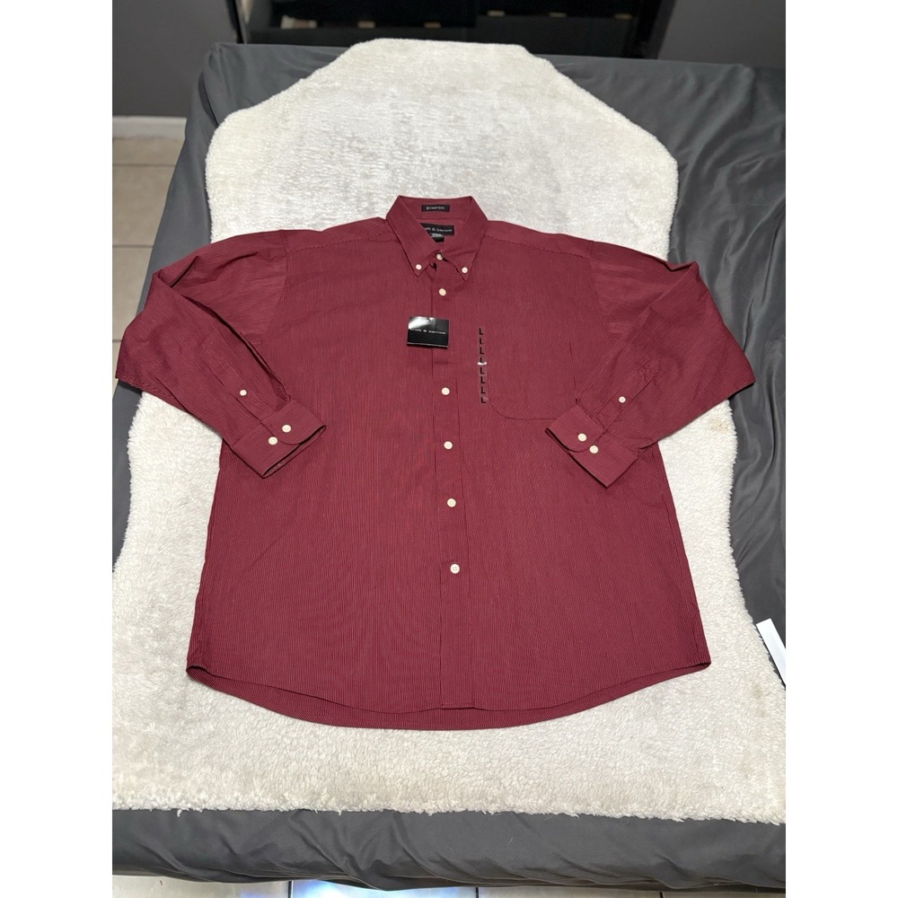 New Croft & Barrow Men's Woven Button Down Biking Red Shirt Size Large Stretch